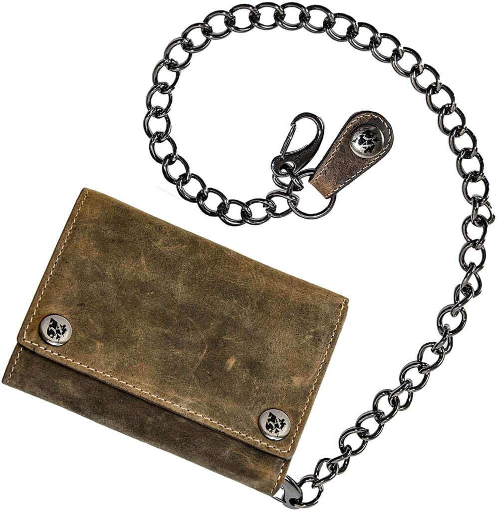Mejores carteras con cadena hombre 27 Cartera-con-cadena-piel-auténtica