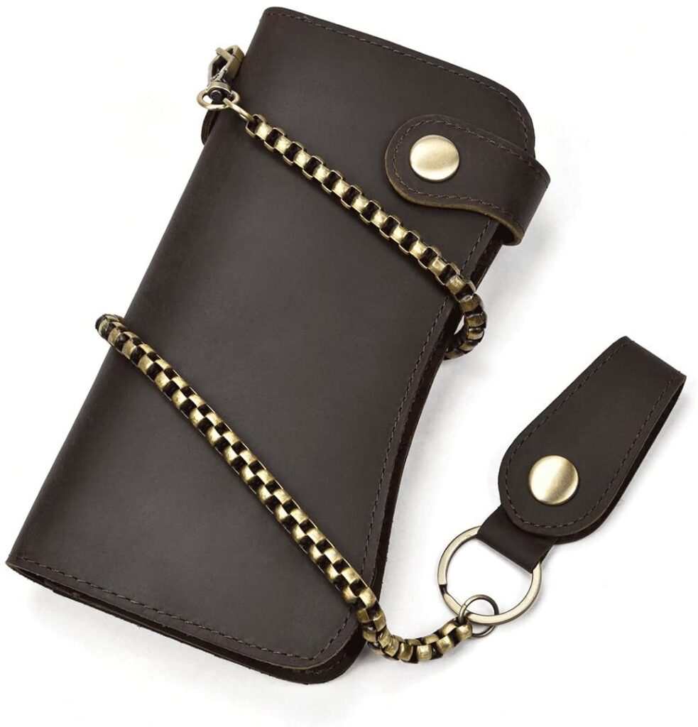 Mejores carteras con cadena hombre 31 Cartera-larga-de-piel-auténtica-para-hombre